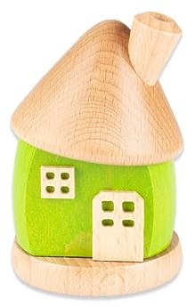 Holzwaren Egermann Petite maison de fumage ronde en bois – Vert – env. 9 cm – Fabriqué en Allemagne