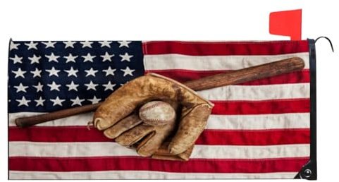Copertura magnetica per cassetta delle lettere con bandiera americana da baseball, copertura impermeabile per cassetta delle lettere, giardino, cortile, decorazione per la casa per esterni, di grandi