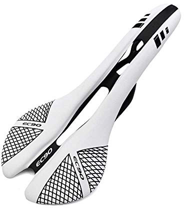 QTANZIQI Fahrradsitz, Fahrradsattel, Carbon-Rennradsattel, hohler Vollcarbon-Mountainbike-Sattel/Sitz/Carbon-MTB-Sattel + Leder, 115 g, ergonomisches Design, Passform, Weiß Silk Pillowcase