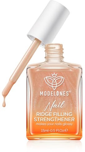 Modelones Nagelhärter Extra Stark 8in1, Nagelpflegeprodukte, Nagelhärter fur Brüchige Nägel, Rillenfüller, Nail Repair, Nagelwachstumformeln, Nagelverstärker, Nail Hardener,Base Coat 15ML Glitzer Nude