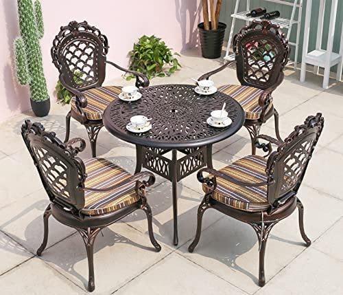 5-teiliges Bistro-Set, Tisch-Stühle-Set aus Aluminiumguss, Möbel-Set für Garten, Terrasse, Veranda, Pool