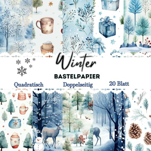 Bastelpapier Winter: Scrapbooking Papier Weihnachtszeit| 8.5 x 8.5, 20 Blatt, Doppelseitig I für Scrapbooking, Basteln I Designpapier I DIY Karten | Dekoratives Bastelpapier Winterwelt