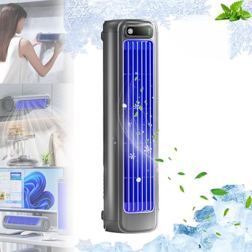 EHOTER Climatiseur Portable, Mini Refroidisseur d'air à 3 Vitesses, Serum Cooling Ace 3.0, Ventilateur De Refroidissement Silencieux pour Maison Chambre à Coucher Bureau (Gris)