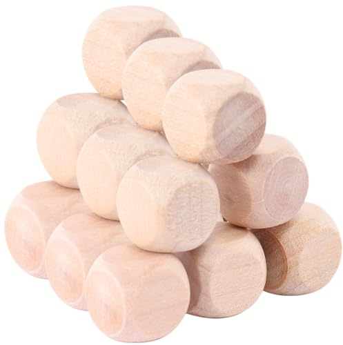 HAWILLOSCH Set Di Dadi in Legno Grezzo A 6 Facce 30 Pezzi Per Bambini E Cubi in Legno Giocattolo
