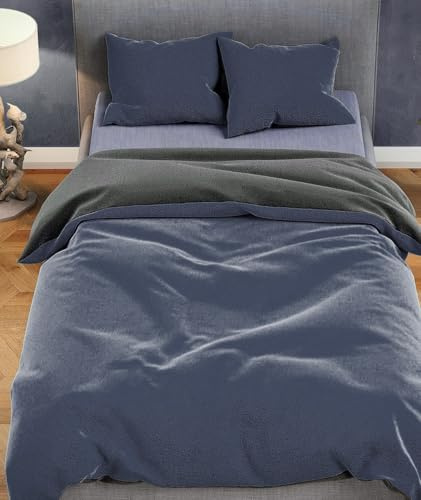 Leonado Vicenti Plüsch Teddy Bettwäsche 135x200 cm 2teilig Cashmere-Touch Garnitur Set Winter extrem warme Einfarbige Uni Garnitur kuschelig weich