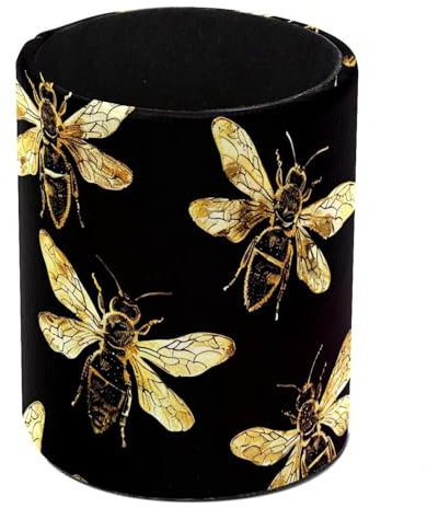 Anna Cowper Stifthalter, Stifthalter für den Schreibtisch, Goldene Bienen, PU-Leder, Schreibtisch-Stiftehalter, Organizer, Make-up-Pinselhalter für Büro, Schlafzimmer, Zuhause