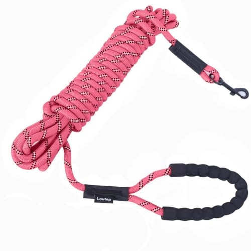 Loutep Trainingsleine für Hunde, 3 m, 5 m, 10 m, 15 m, 20 m, 25 m, 30 m, langes Seil, Schleppleine für Welpen, kleine, mittelgroße und große Hunde