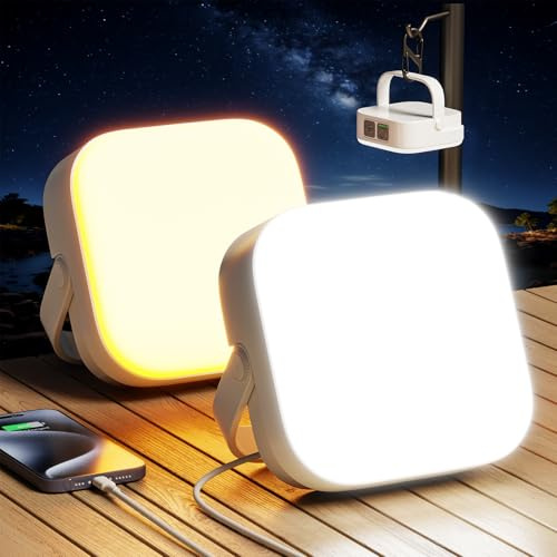 Eventek 2 Pièces Lampe Camping 4000LM,10000mAh Lampe Camping Rechargeable Jusqu'à 100+ Heures & 4 Modes D'éclairage, Portable Lanterne Camping Etanche IP65 Pour Tente, Urgence Panne, Travaux