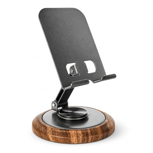 PEUZ Verstellbare Handyhalterung mit Holzoptik – Stabiles Design mit 360° Drehfunktion für Schreibtisch & Büro Gadgets, idealer Zubehör für iPhone, Xiaomi, Samsung & Huawei Smartphones