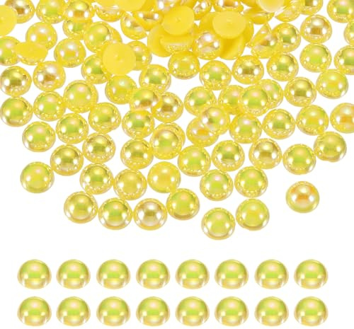 sourcing map 200 piezas de media perla para manualidades, 12 mm, perlas de imitación de plástico, media parte trasera plana, cuentas sueltas de diamantes de imitación para manualidades, ropa, vaso