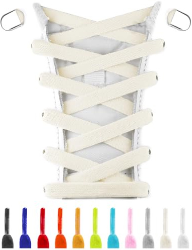UamGlsob Cordones Elásticos Sin Nudos, 8mm Ancho, 8 Hebillas Metálicas, 140cm - Para Running y Zapatillas Deportivas (No Tie Laces)