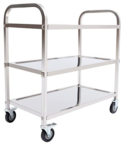 3 Borde Servierwagen, Küchenwagen, Edelstahl Rollwagen, AbräUmwagen, Teewagen Gastro Servierhilfe, Transportwagen, Service Wagen, Catering, Gastro Servierwagen