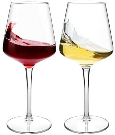 HAHASHOW Unzerbrechliche Weingläser Set, Tritan Weingläser Kunststoff, Bruchsicher Weißweingläser, 445 ml Plastik Rotweingläser 2er set