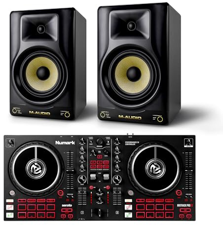 Numark Mixtrack Pro FX DJ Controller and M-AUDIO Forty Eighty Pair Studio Monitors for Studio Recording, Music Production, Podcasting, Streaming