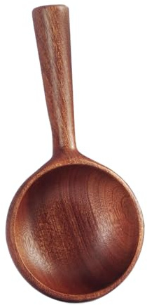 Cucharón grande de madera natural con mango largo, utensilios de cocina para cocinar y servir de forma segura