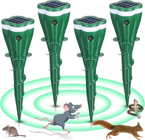 KSLDNZMA 4 Stück Maulwurf Vertreiber Maulwurfvertreiber,Wühlmaus Vertreiben,Wetterfest, Solar Maulwurfschreck Ultraschall Tiervertreiber für Garten, Rasen, Beete, Hof, Bauernhof,Tierfreundlich