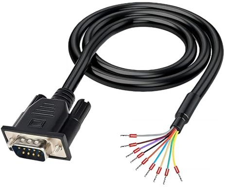Willwewon 10Ft 3m 26AWG DB9 Male RS232 9 Pin Serial Extension Cable | RS232 D-SUB DB9, Serial to 9 Bare Wire Breakout Board Connector, All-copper Wire Core, PVC Plastic Outer Casing