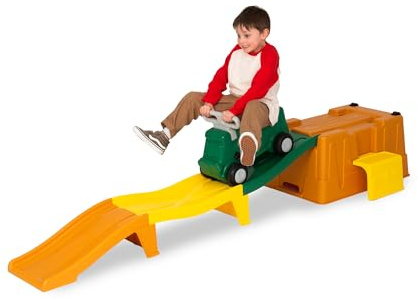 MagicMeadow Roller Coaster Toy for Toddlers | Green, Orange & Yellow | Up & Down | Indoor Outdoor Ride On Toys Train and Track - Sensory Kids Rollercoaster with Car Slide - Build a Rollercoaster