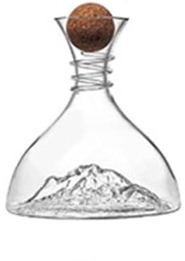 Aérateur de vin, Carafe à vin en verre soufflé la main avec bouchon liège et décor de montagne, for maison, salle manger le bar