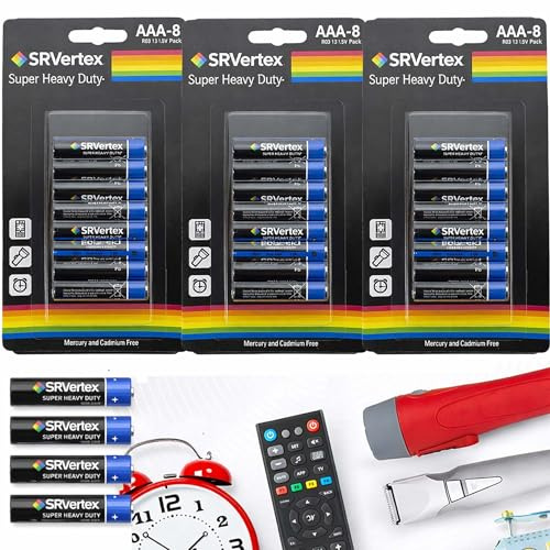 AAA Batteries 24Pcs Heavy Duty 1.5V Triple A Long Lasting Battery Power for Remote Controls Clocks Flashlights Radios Toys Wireless Mouse Household Devices