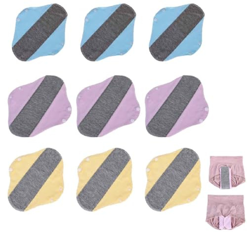 9 Stück Reusable Cotton Pads Waschbare Slipeinlagen,Graphen-Materialien,Waschbar Damenbinden für Menstruation,Auslaufsicheres Design,Geeignet für alle Frauen