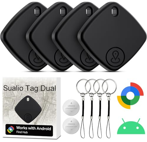 CMINGKEJI Smart Air Traceur Tag Android Traceur Lot de 4, Smart Tag Android Fonctionne avec l’app Google Localiser, IP67, Batterie de Rechange Localisateur D’Objets pour clés,Portefeuilles