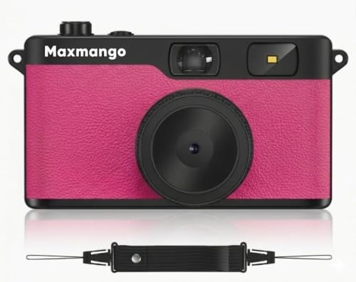 Maxmango D53 Screen-free Digital Camera, 12MP Point and Shoot Camera - Rechargeable, Reusable, 8GB SD Card, Compact Durable for Travel Camping Teens Adults Beginners-Pink