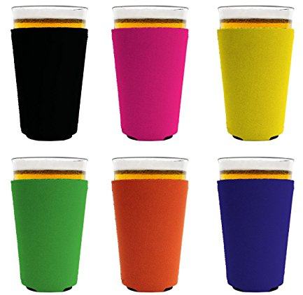 Blank Neoprene Collapsible Pint Glass Coolie (6, Various - Bright)