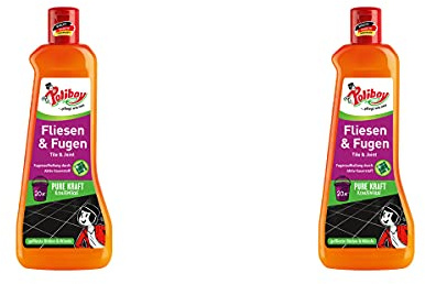 POLIBOY Fliesen & Fugen Reiniger - Bodenreiniger mit Oxy-Power für Fliesen - Wischkonzentrat für innen und außen - 2x 500 ml - Made in Germany