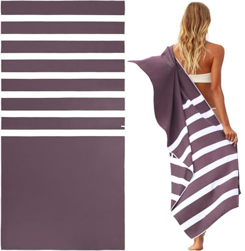 SummerSand Toalla de Playa Grande de Microfibra - De Secado Rápido y Sin Arena - Ideal como Toalla de Baño, Toalla de Viaje y Toalla de Sauna - Bolsa de Viaje Incluida – (160x80cm – Púrpura)