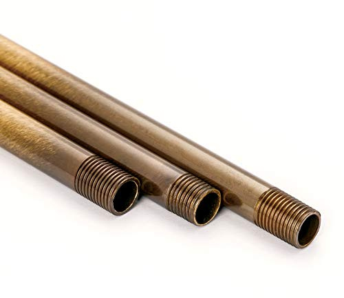 Pendelrohr aus Messing, Patina, Antik, Altmessing 10-100cm 2x M10x1 Rohr Leuchtenrohr Verlängerung (50cm)
