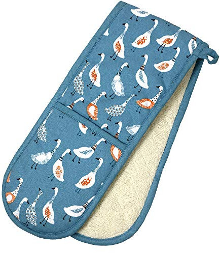 Dexam Double Oven Glove, Cotton, Teal, 34 x 18cm