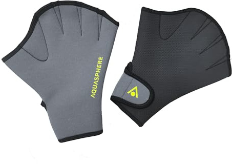 AQUASPHERE Aqua Fitness Glove Neopren Schwimmhandschuh, Schwarz & Grau, L