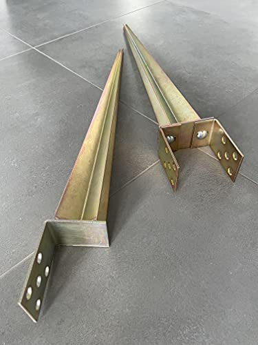 Manicotto per pali a L, 0 – 120 mm x 750 mm, supporto per pali di recinzione, manicotto per pavimento, in acciaio zincato, oro (manicotto a L)