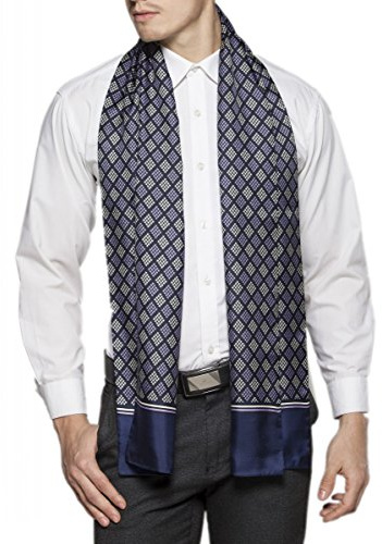 Prettystern 2-lagiger Herren Seidenschal – klassisch & elegant - HerrenSchal aus 100% Seide für Business Abendmode blau lila M05