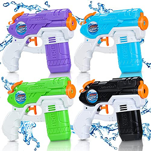 lenbest Wasserpistole, 4 Pack Wasser, 7-8 Meter Reichweite & 150ml Kapazität, Super Squirt Wasserpistolen - Sommer Partys, Pool Garten Strand, für Kinder und Erwachsene (150ML 4 Pack)