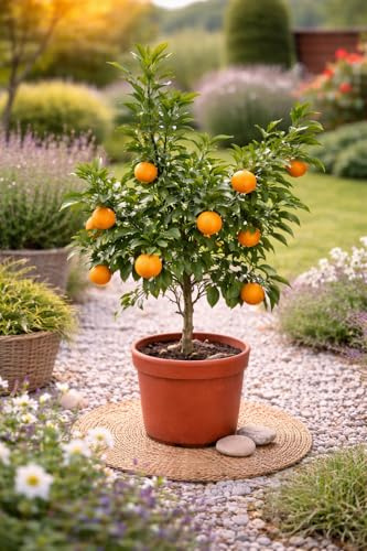 Mandarinenbaum ca. 60 cm - Citrus reticulata Zitrusbaum - Mediterranes Zitrusbäumchen, winterhart bedingt, duftend, essbare Früchte, Zimmerpflanze & Kübelpflanze für Balkon Terrasse