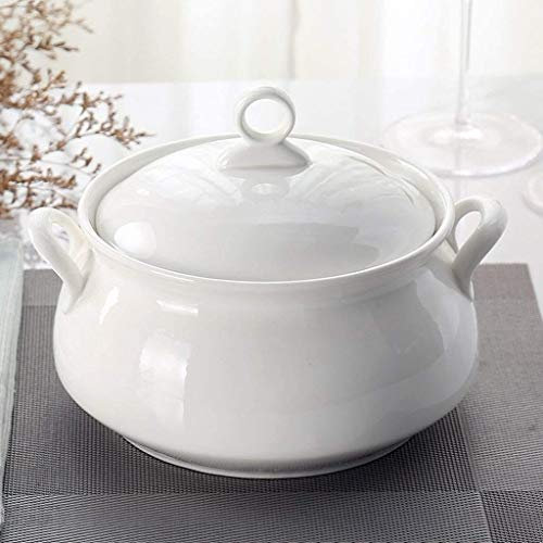 Panduo Bolsa de Picnic Porcelana Cuencos con Asas cuchillería de cerámica con Tapa Binaural Anti-Quemar Casa sopera Restaurante Snack de Frutas y Ensalada de Verduras Mixing Bowl 2020