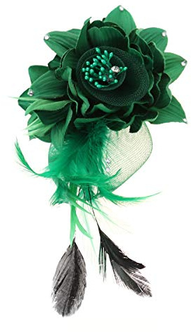 1stk Fascinator Grün Venezianisch Brosche Blumenbroschen Für Damenbekleidung Federbroschen Für Haarspange Federn Retro-schal-clip Ansteckblume Braut Strickjacke Handschuhclip