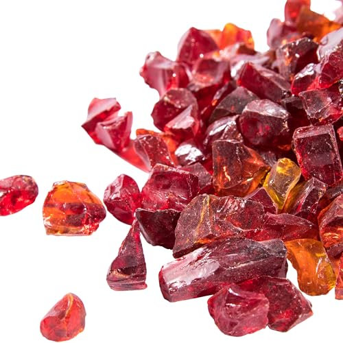 Teamson Home 4 kg Pietre Laviche per Braciere a Gas, Vetro Temperato, Cassaforte per Bracieri a Gas da Giardino Esterno, Rosso