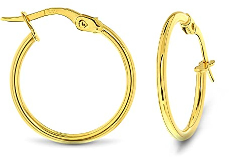 MIORE Schmuck –Gelbgold 585-Ohrringe Damen, Creolen Gold Durchmesser 18.5 mm, Ohrringe Gold, Damenohrringe in hochwertiger Schmuckbox, Goldschmuck Damen, Ohrschmuck allergenfrei handgemacht in Italien