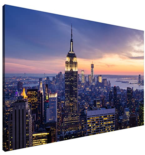 Estika Leinwand bilder - Morgendämmerung in New York - 120x80 cm, 1 teilige kunstdruck - Wandbilder wohnzimmer, schlafzimmer, Moderne wanddeko, Bild auf leinwand - New York bilder - 1288A_1B