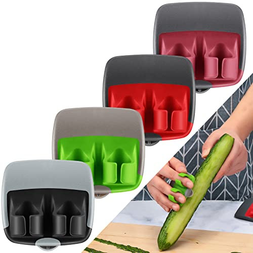 Mudder 4 Pieces Finger Grip Vegetable Fruit Peelers for Kitchen Palm Carrot Potato Peeler with Comfortable Rubber Finger Grip Veggie Peel Tools for Pumpkin Apple Cucumber Kiwi