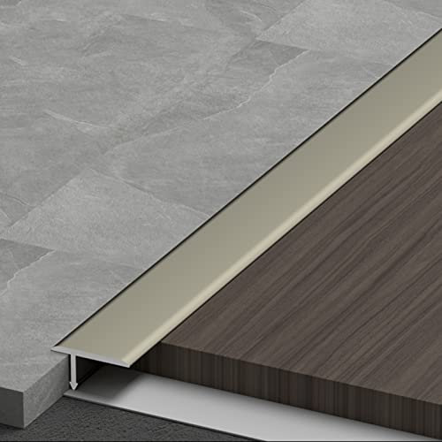 LAIDEPA T Type Metall Abdeckleisten Für Fußböden, Zimmer Schwellenrampe, Innen Außen Dekorativ Übergangsschiene, Aluminium Übergangsprofil, Schnelle Montage,Matte Champagne,100cm/39