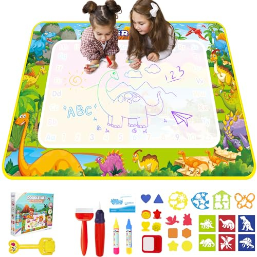 Cadeau Enfant 1-3 Ans - Tapis Dessin Eau 110 * 70cm, Jouet Bebe 1 2 3 Ans, Jouets Educatifs pour Enfants Coloriage Géant Tapis de Peinture Cadeau pour Garcons Filles