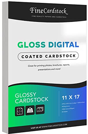 Double-Sided Gloss Digital C2S Cardstock Paper – Perfect for Color Laser Printing, Design Proposals, Flyers, Brochures | 11 x 17 | Glossy 100lb Cover (270gsm) | Acid Free, Coated Finish | 50 Sheets