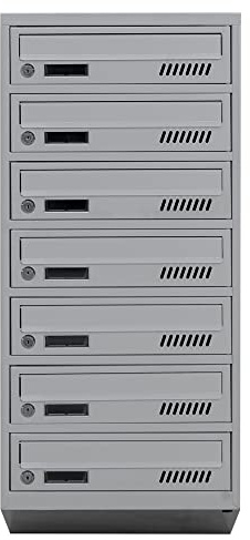 Mehrfamilienhaus Briefkastenanlage 7 Parteien GDS grau RAL 7035 20cm Tiefe | Innenmontage, DIN A4-Format, Grau RAL 7035, Einwurföffnung 33×2 cm, Tiefe 20cm, 2 Schlüssel, verzinkter Stahl,