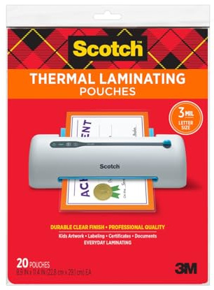 Scotch Matte Thermo-Laminierfolien, ultraklar mit matter Oberfläche, Briefgröße 22,6 x 29 cm, 20 Stück