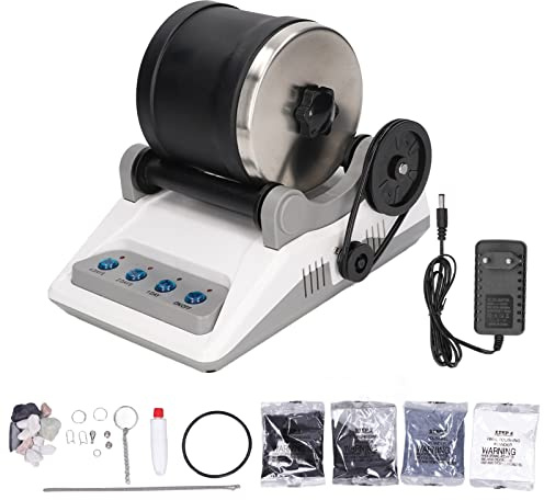 Rock Tumbler Kit, Steinbecher Set DIY elektrische Spielzeug mit rauen Edelsteinen Polieren Grits für Erwachsene Kinder 100-240V - Steintrommel Set für Juweliere und Steinsammler
