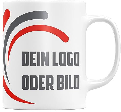 Pictogogo Personalisierte Kaffeetasse beidseitig bedruckt mit Bild und Text. Personalisierte Fototasse als Geschenk, hochwertige Keramiktasse, inklusive Geschenkbox, 330 ml (logo)